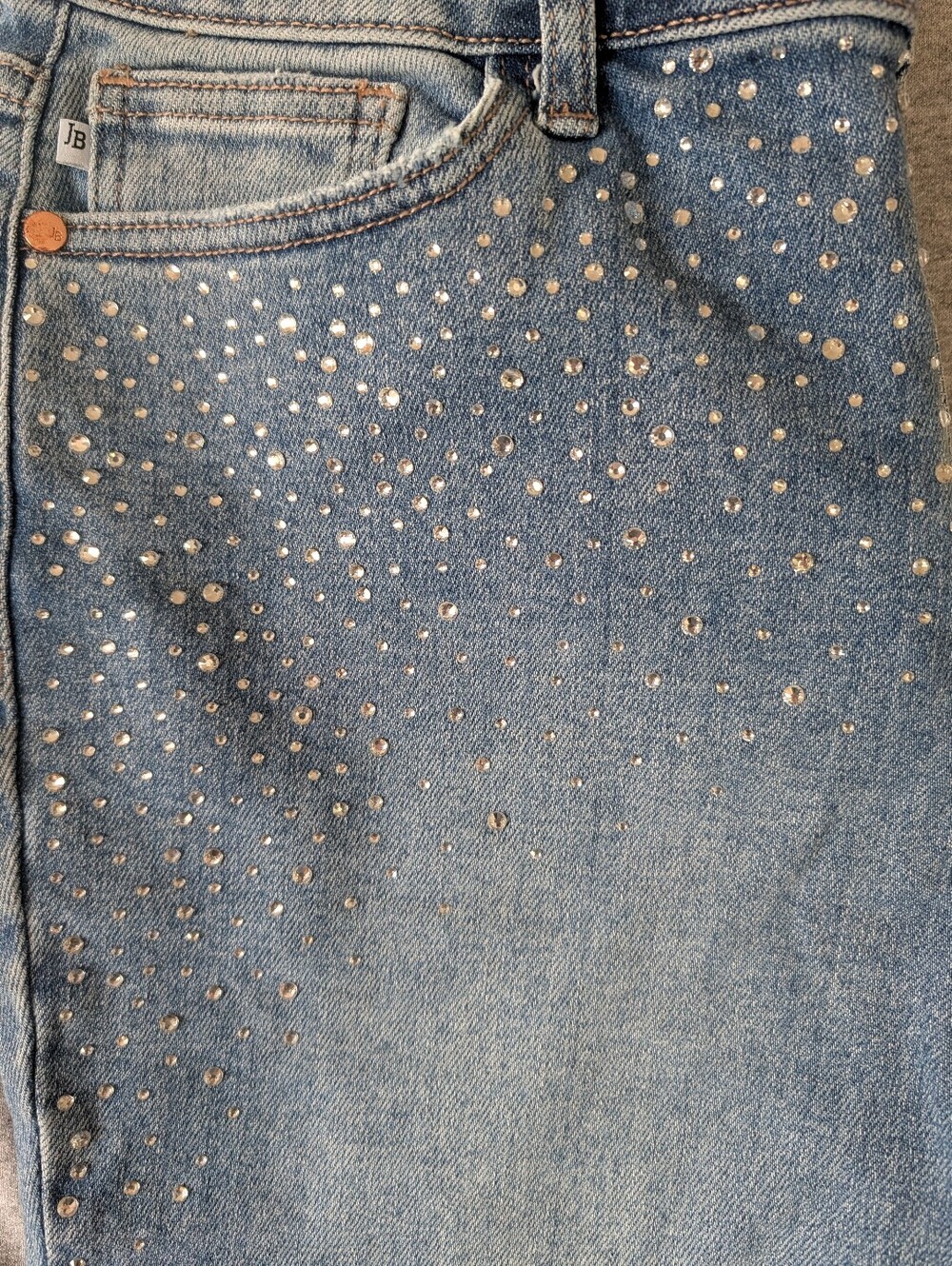 Judy Blue Rhinestone Slim Fit Distressed Jeans Size 13/31 Women's Stretch Denim - Picture 5 of 16